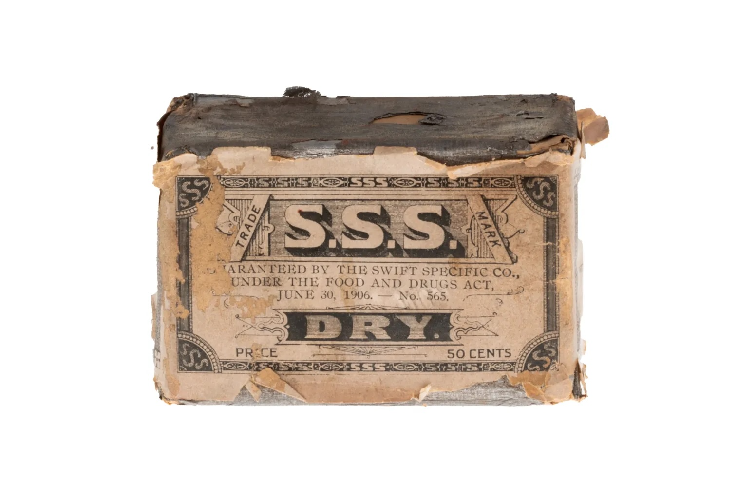 Historic S.S.S. Dry Box showing original label